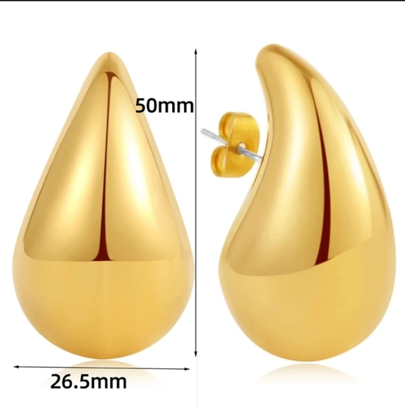 Women Gold raindrop fashion large earrings - Picture 7 of 7